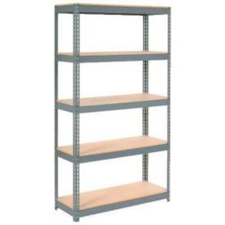 GLOBAL EQUIPMENT Extra Heavy Duty Shelving 48"W x 24"D x 60"H With 5 Shelves, Wood Deck, Gry 255441